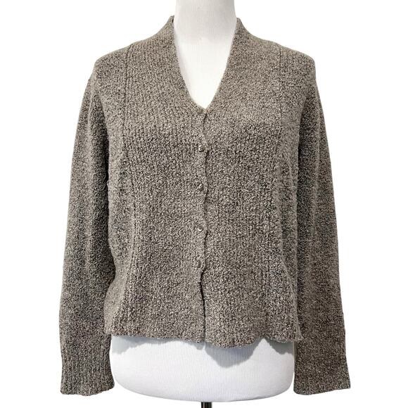 Eileen Fisher Sweaters - Vintage Eileen Fisher Tan Taupe Cardigan Sweater Sz L Merino Wool Cashmere Blend